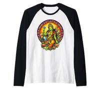 Green Tara Tibetan Buddhism Goddess Ancient Stained Glass Raglan Baseball Tee