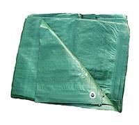 Green Tarp Sheet - Tarpaulin Strengthened Waterproof Heavy Duty HQ 80gram/sm /// Camping Fishing Gardening Universal Multipurpose Premium Quality Tarp Cover Agricultural (1.5 x 2 m // 4.8' x 6.2')