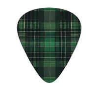 Green-Tartan 12 Pack Guitar Picks With 3 Thicknesses And Storage Box, Abs Plectrums For Electric Bass Guitar Players