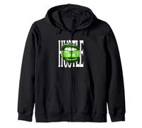 Green Taste For The Hustle Green Graphic Zip Hoodie