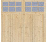 Green & Taylor 2135 X 2135 X 44mm Side Hung Solid Pine Timber Single Glazed Garage Doors With Flemish Glass
