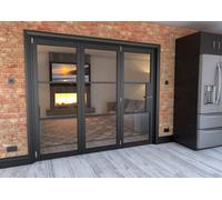 Green & Taylor Black Heritage 3 Lite Clear Glass - Prefinished Roomfold Internal Bi-Folding Doorset - 2361 X 2060 X 133mm (Wxhxt)