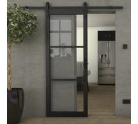 Green & Taylor Black Heritage Slimline 3 Lite Clear Glass Internal Sliding Barn Door