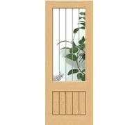 Green & Taylor Cottage Deluxe Oak 2Xg Clear Glass With Frosted Lines Internal Door