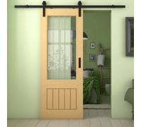 Green & Taylor Cottage Deluxe Oak 2Xg Clear Glass With Frosted Lines - Prefinished Internal Sliding Barn Door