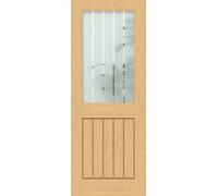 Green & Taylor Cottage Deluxe Oak Frosted Glass With Clear Lines Internal Door