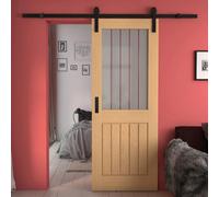 Green & Taylor Cottage Deluxe Oak Frosted Glass With Clear Lines Internal Sliding Barn Door