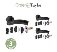 Green & Taylor Cromer Internal Door Handle Pack - Matt Black - Bundle Of 3