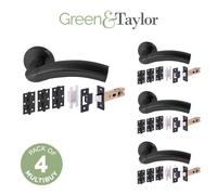 Green & Taylor Cromer Internal Door Handle Pack - Matt Black - Bundle Of 4