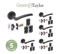 Green & Taylor Hunstanton Internal Door Handle Pack - Matt Black - Bundle Of 5