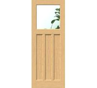 Green & Taylor Oak 1930S 3 Panel Clear Glass Internal Door