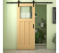 Green & Taylor Oak 1930S 3 Panel Clear Glass Internal Sliding Barn Door
