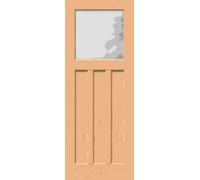 Green & Taylor Oak 1930S 3 Panel Frosted Glass Internal Door