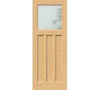 Green & Taylor Oak 1930S 3 Panel Frosted Glass Internal Door