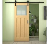 Green & Taylor Oak 1930S 3 Panel Frosted Glass Internal Sliding Barn Door