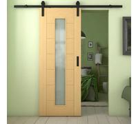 Green & Taylor Oak 7 Panel 1 Lite Frosted Glass - Prefinished Internal Sliding Barn Door