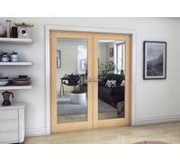 Green & Taylor Oak Shaker 1 Lite Clear Glass - Prefinished Internal French Door Set - 1580 X 2021 X 133mm (Wxhxt)