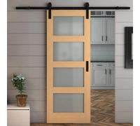 Green & Taylor Oak Shaker 4 Lite Frosted Glass Internal Sliding Barn Door