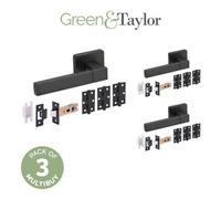 Green & Taylor Sandringham Internal Door Handle Pack - Matt Black - Bundle Of 3