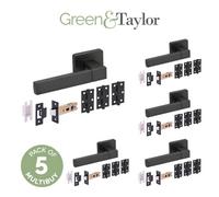 Green & Taylor Sandringham Internal Door Handle Pack - Matt Black - Bundle Of 5