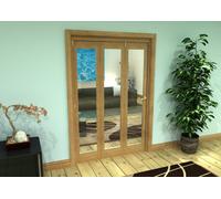 Green & Taylor Shaker Oak 1 Lite Clear Glass - Prefinished Roomfold Internal Bi-Folding Doorset - 1333 X 2060 X 133mm (Wxhxt)