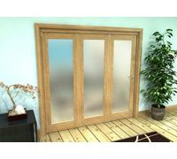 Green & Taylor Shaker Oak 1 Lite Frosted Glass - Prefinished Roomfold Internal Bi-Folding Doorset - 2133 X 2060 X 133mm (Wxhxt)