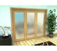 Green & Taylor Shaker Oak 1 Lite Frosted Glass - Prefinished Roomfold Internal Bi-Folding Doorset - 2361 X 2060 X 133mm (Wxhxt)
