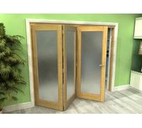 Green & Taylor Shaker Oak 1 Lite Frosted Glass Roomfold Internal Bi-Folding Doorset - 1905 X 2060 X 133mm (Wxhxt)