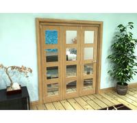 Green & Taylor Shaker Oak 4 Lite Clear Glass - Prefinished Roomfold Internal Bi-Folding Doorset - 1674 X 2060 X 133mm (Wxhxt)
