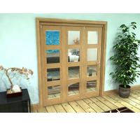 Green & Taylor Shaker Oak 4 Lite Clear Glass - Prefinished Roomfold Internal Bi-Folding Doorset - 1794 X 2060 X 133mm (Wxhxt)