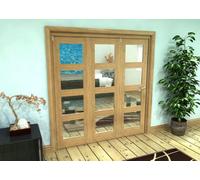 Green & Taylor Shaker Oak 4 Lite Clear Glass - Prefinished Roomfold Internal Bi-Folding Doorset - 1905 X 2060 X 133mm (Wxhxt)