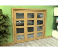 Green & Taylor Shaker Oak 4 Lite Clear Glass Roomfold Internal Bi-Folding Doorset - 2133 X 2060 X 133mm (Wxhxt)