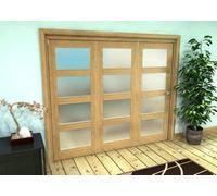 Green & Taylor Shaker Oak 4 Lite Frosted Glass - Prefinished Roomfold Internal Bi-Folding Doorset - 2361 X 2060 X 133mm (Wxhxt)
