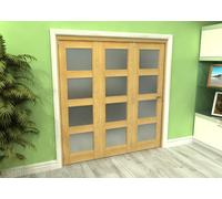 Green & Taylor Shaker Oak 4 Lite Frosted Glass Roomfold Internal Bi-Folding Doorset - 1905 X 2060 X 133mm (Wxhxt)