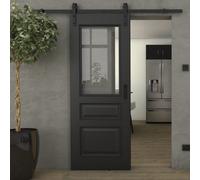 Green & Taylor Tunbridge Black Clear Glass - Prefinished Internal Sliding Barn Door