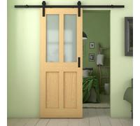 Green & Taylor Victorian Oak Shaker 2 Lite Frosted Glass Internal Sliding Barn Door