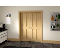 Green & Taylor Victorian Oak Shaker 4 Panel Internal French Door Set - 1428 X 2021 X 133mm (Wxhxt)