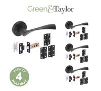 Green & Taylor Wells Internal Door Handle Pack - Matt Black - Bundle Of 4