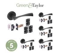 Green & Taylor Wells Internal Door Handle Pack - Matt Black - Bundle Of 5