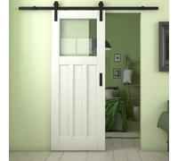 Green & Taylor White Primed 1930S 3 Panel Clear Glass Internal Sliding Barn Door