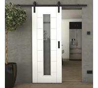 Green & Taylor White Primed 7 Panel Clear Glass Internal Sliding Barn Door