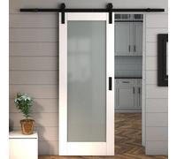 Green & Taylor White Primed Shaker 1 Lite Frosted Glass Internal Sliding Barn Door