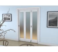 Green & Taylor White Primed Shaker 1 Lite Frosted Glass Roomfold Internal Bi-Folding Doorset - 1333 X 2060 X 133mm (Wxhxt)