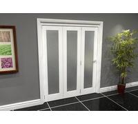 Green & Taylor White Primed Shaker 1 Lite Frosted Glass Roomfold Internal Bi-Folding Doorset - 1674 X 2060 X 133mm (Wxhxt)