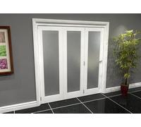 Green & Taylor White Primed Shaker 1 Lite Frosted Glass Roomfold Internal Bi-Folding Doorset - 1905 X 2060 X 133mm (Wxhxt)