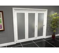 Green & Taylor White Primed Shaker 1 Lite Frosted Glass Roomfold Internal Bi-Folding Doorset - 2133 X 2060 X 133mm (Wxhxt)
