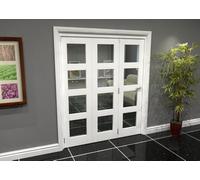 Green & Taylor White Primed Shaker 4 Lite Clear Glass Roomfold Internal Bi-Folding Doorset - 1794 X 2060 X 133mm (Wxhxt)