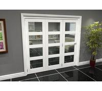 Green & Taylor White Primed Shaker 4 Lite Clear Glass Roomfold Internal Bi-Folding Doorset - 2133 X 2060 X 133mm (Wxhxt)