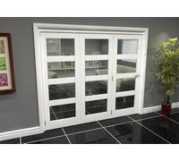 Green & Taylor White Primed Shaker 4 Lite Clear Glass Roomfold Internal Bi-Folding Doorset - 2361 X 2060 X 133mm (Wxhxt)