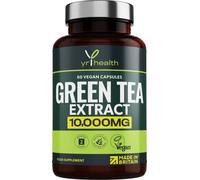 Green Tea Capsules from Vegan Green Tea Extract 10,000mg, Green Tea Tablets High Strength for Weight Loss, Metabolism Booster Keto Diet, 60 Vegan Society Registered Capsules, UK Made by YrHealth